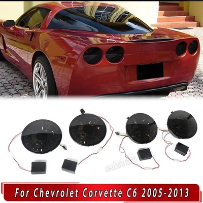 4pcs Black LED Brake Lamp Tail Lights For 2005-2013 Chevrolet Corvette C6 Coupe - Image 1 of 4