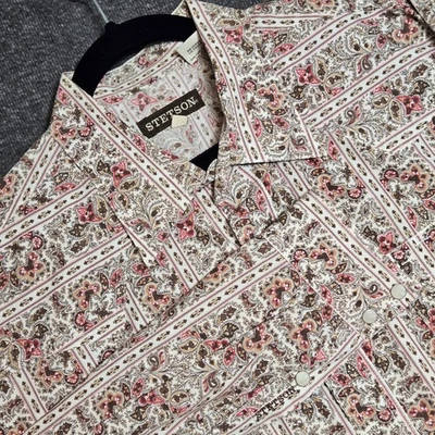 Stetson Long Sleeve Pearl Snap Button Shirt Men's 2XL Multicolor Paisley Western - Image 1 of 4