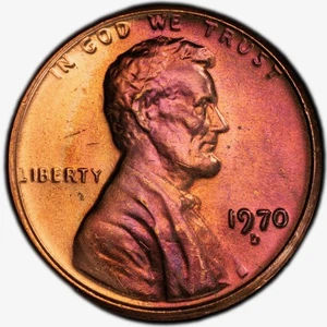 MS65RB 1970-D 1C Lincoln Memorial Cent, PCGS Trueview- Pretty Album Toned - Picture 1 of 3