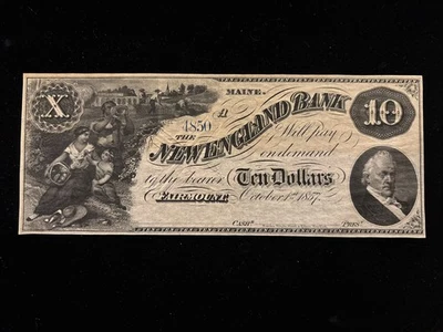 1857 $10 New England Bank FAIRMOUNT State Of Maine Obsolete Note X Canceled - Image 1 of 4