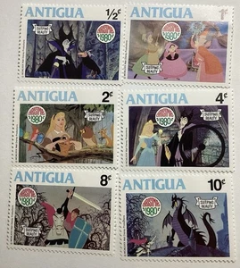 6 francobolli vintage Antigua Natale 1980 Bella Addormentata Disney - Foto 1 di 2