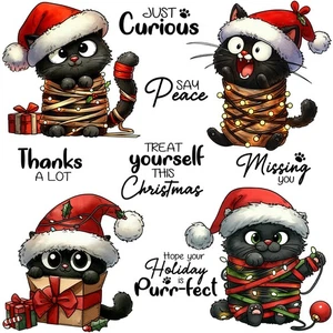 Christmas Black Cat Metal Cutting Dies And Clear Stamps Set Card Making Crafts - Picture 1 of 5