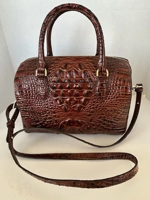 Brahmin Stacy Satchel Croc Embossed Leather Pecan W/Detachable Shoulder Strap - Image 1 of 4