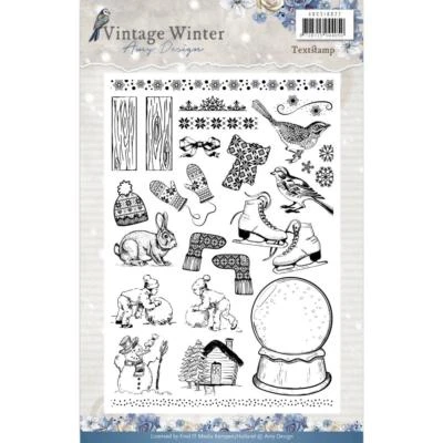 Conjunto de carimbo de borracha transparente boneco de neve inverno vintage Amy Design ADCS10021 novo - Imagem 1 de 2