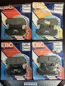 4 pair EBC Organic High Perf Brake Pads for 1986-1987 Honda VT 700 SHADOW - Picture 1 of 6