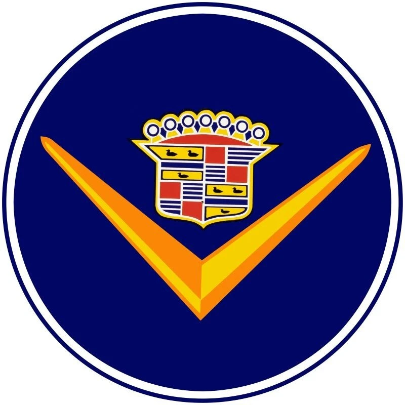 Cadillac Automobiles V Logo on Blue Field NEW Sign 40" Dia. Round USA STEEL Foto 1 de 1