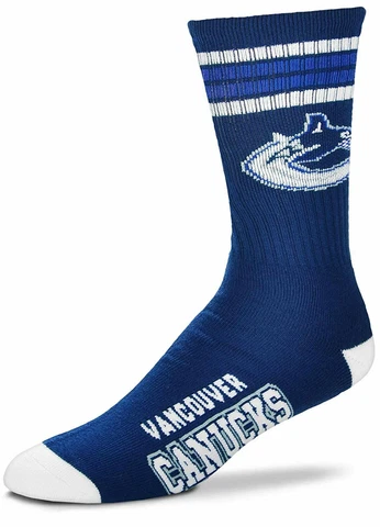 NEW! Vancouver Canucks NHL 4 Stripe Deuce Men's Large Crew Socks Fits 10-13 Cover