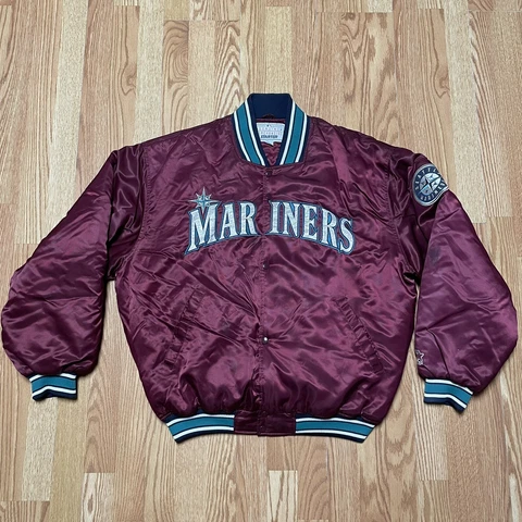 Vintage 90s Starter Genuine Merchandise Maroon Seattle Mariners MLB Jacket Rare Cover