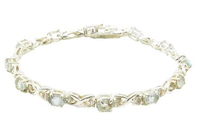 Juego de puntas de plata de ley 925 aguamarina y topacio XO pulsera de cadena BT5449 Foto 1 de 4