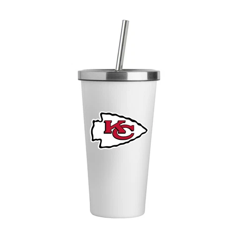 Kansas City Chiefs Logo White 20oz Straw Steel Tumbler Cover