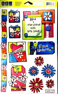 Best Friend Flowers Tags Ephemera Embossed Cardstock Stickers WRM VERY PRETTY - Picture 1 of 2