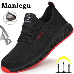 Zapatos de seguridad transpirables para hombre con tapa de acero antideslizantes zapatos de trabajo - Imagen 1 de 10