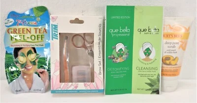 Lot of 4 beauty products deep pore scrub eyebrow kit Cleansing detox masks   - Image 1 of 4