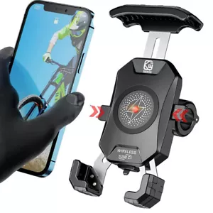 15W Wireless Qi Motorrad Lenker Handy Halter Halterung USB Ladegerät Universal - Bild 1 von 16