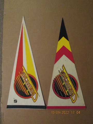 NHL Vancouver Canucks Vintage 1980's Lot of 2 Different Logo Hockey Pennants Cover
