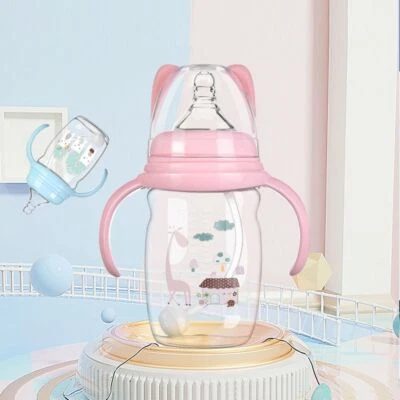 220ml Babyflasche Baby Still Pflege Brustwarzenflasche mit Griff Fütterungszubehör - Bild 1 von 4