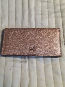 HALSTON BIFOLD WALLET AND CARD HOLDER METALLIC PEBBLED LEATHER 