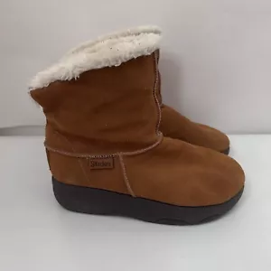 Skechers Tone Ups Womens Rhythmic Brown Suede Faux Fur Cuffed Y2K 8 - Imagen 1 de 7