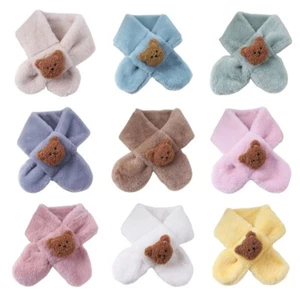 Thicked Warm Kids Scarf Cartoon Bear Pattern Neckerchief Fashion Long Muffler - Picture 1 of 17
