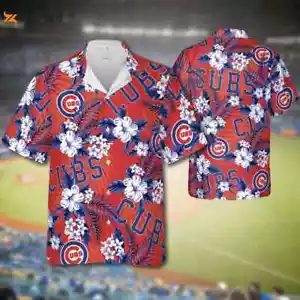 Chicago Baseball Team Cubss Hawaiian Button Down Shirt Unisex Adults - Picture 1 of 2