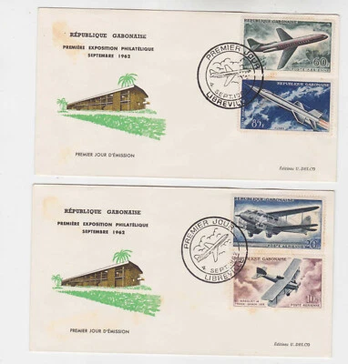gabon 1962 Sc C7/10  plane sets on FDC      r1532 - Image 1 of 3