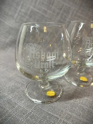Juego de 4 vasos Asbach Uralt años 70 promoción 6oz mini brandy snifter Alemania. Foto 1 de 2