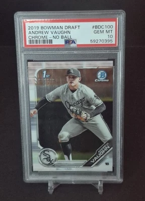 2019 Bowman Draft Chrome ANDREW VAUGHN 1st BDC-100 BREWERS PSA 10 GEM MT - Image 1 of 2