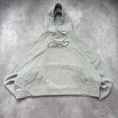 Vintage 2000s Reebok Hoodie Mens L Gray Boxy Embroider Logo Grunge Skate Y2K - Image 1 of 4