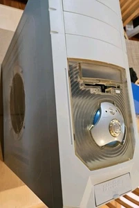 Clear Round Window ATX Mid Tower Computer Case Silver VINTAGE Metal Beige Usb - Picture 1 of 20