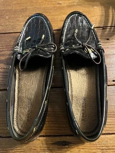 SPERRY TOPSIDER DUNKELBRAUNE KROKO-IMITAT-BOOTSCHUHE, DAMENGRÖSSE. 7,5 - Bild 1 von 10