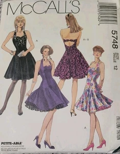 Vestido de fiesta tipo halter con patrón de costura para damas McCalls 5748 talla 12 corte - Imagen 1 de 2