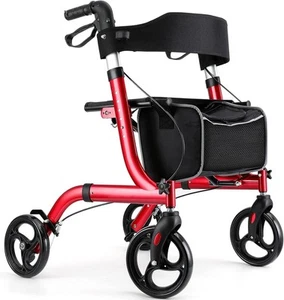 "Andador Andador Healconnex con Asiento - Ruedas Plegables de 8"", Respaldo, Marco Rojo" - Imagen 1 de 8