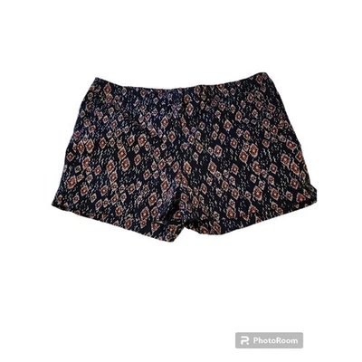 British Khaki Print Shorts Elastic Waist Casual Summer Boho Size 14 - Image 1 of 3