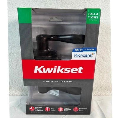 Kwikset Hall & Closet Lever Venetian Bronze Door Handle Microban Antimicrobial - Image 1 of 4