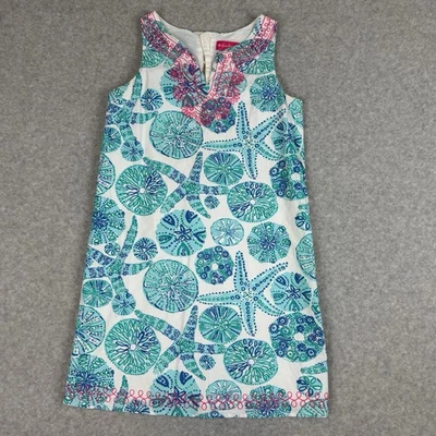 Lilly Pulitzer Shift Dress Embroidered Girls Size L 10-12 Sand Dollar Sea Urchin - Image 1 of 4
