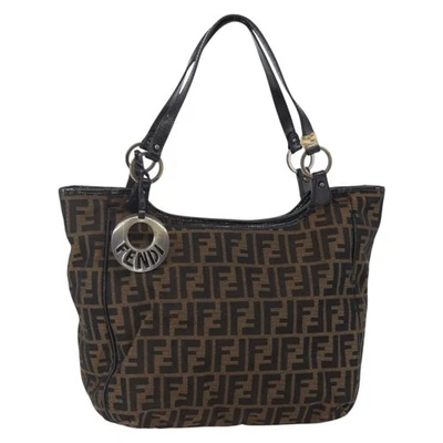 FENDI Zucca Canvas Tote Bag Black Brown Auth 149065 - Image 1 of 4
