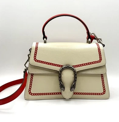 Nuevo Bolso Bandolera Gucci Cuero Blanco Estampado Dragón Dioniso Pequeño Asa Superior Foto 1 de 4