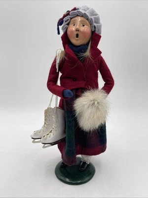 Byers' Choice “The Carolers” Woman Holding Skates W/Mitt LE 73/100 Signed 1995 - Image 1 of 4