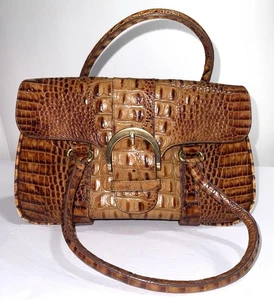 Brahmin Toasted Almond Color, Embossed Croc Leather, Medium Satchel Purse, Used - Bild 1 von 24