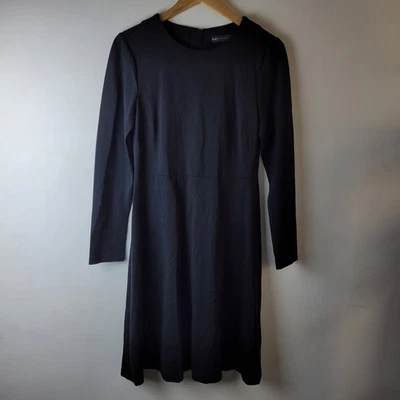 M&S Women Size 8 Black Stretch A-Line T-Shirt Dress Casual Smart Relax Career - Image 1 of 4