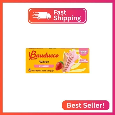 Obleas de fresa Bauducco - Galletas de oblea crujientes con 3 deliciosas, indulgentes, D Foto 1 de 2