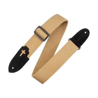 Correa de guitarra Levy's MC8C-TAN 2" algodón tostado con cruz bronceada incrustada Foto 1 de 4