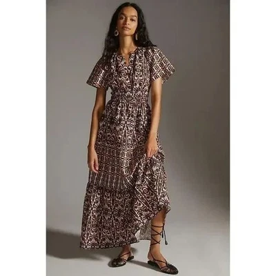 Vestido Anthropologie Maeve Multicolor Somerset Maxi Floral Azteca Solero Boho 2X Foto 1 de 4