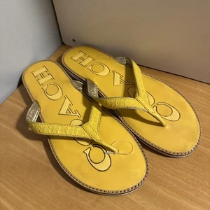 Women’s Size 8 Coach Sandals/shoes Flip Flop Gold/yellow - Picture 1 of 6