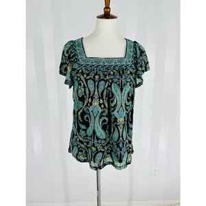 APT 9 Women’s Paisley Print Sheer Top Sz LP - Picture 1 of 9