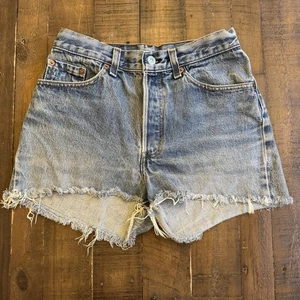 VTG Levi's 501 Cut Off Denim Shorts Womens 13 W27xL2 Button USA 1985 Daisy Dukes - Picture 1 of 10