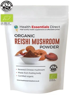 HEALTH ESSENTIALS DIRECT Organic Reishi Mushroom Powder (Superior Log Grown - Reishi Tea) Choose Size