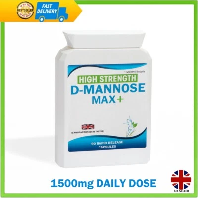 D Mannose 90 Capsules Supports Healthy Urinary Tract Cystitis Relief UTI Bladder - Image 1 of 4