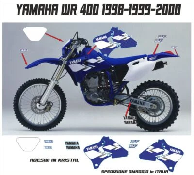 Adesivi  grafica YAMAHA WR 400    1998-1999-2000 in kristal KIT COMPLETO - Immagine 1 di 4