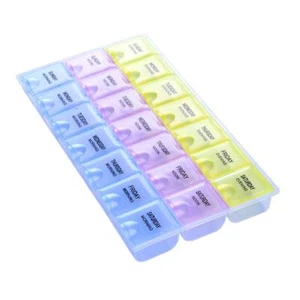 Large Pill Case 7 Day Weekly Pill Box With Medication Reminder Pill Organizer Mo - Picture 1 of 9